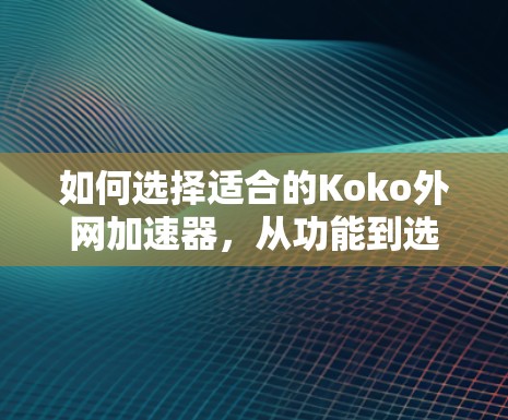如何选择适合的Koko外网加速器，从功能到选择标准